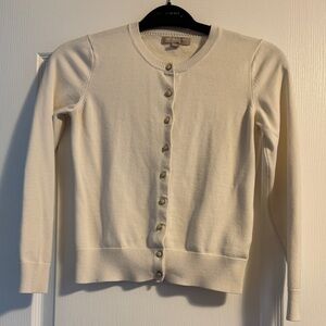 Banana Republic Cream Button-Front Crewneck Cardigan